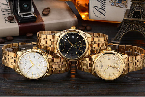 Gold Rhinestone Men's Watch