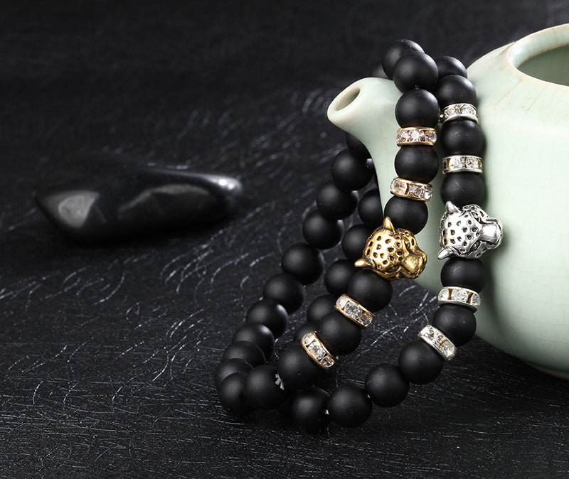 Natural Matte Stone Beads Tiger Charm Bracelets