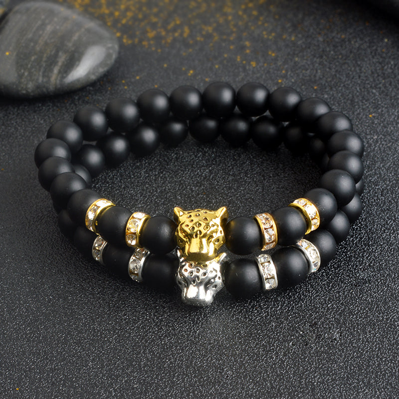 Natural Matte Stone Beads Tiger Charm Bracelets