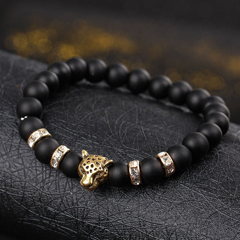 Natural Matte Stone Beads Tiger Charm Bracelets