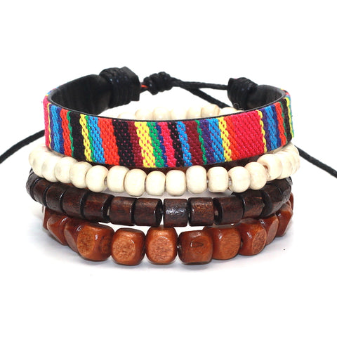 Punk Braided & Beaded Adjustable Bracelets