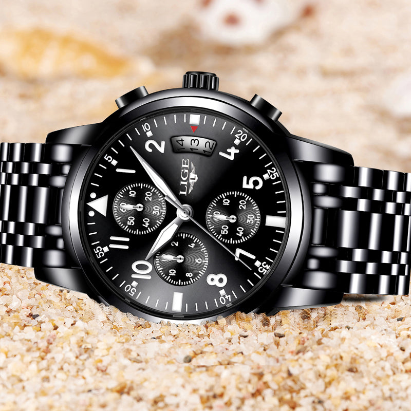 Luxury Chronograph Link Wrist Watch