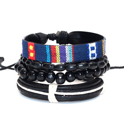 Punk Braided & Beaded Adjustable Bracelets