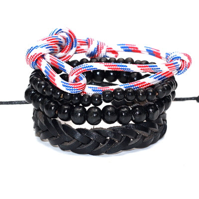 Punk Braided & Beaded Adjustable Bracelets