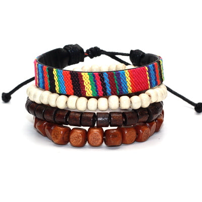 Punk Braided & Beaded Adjustable Bracelets