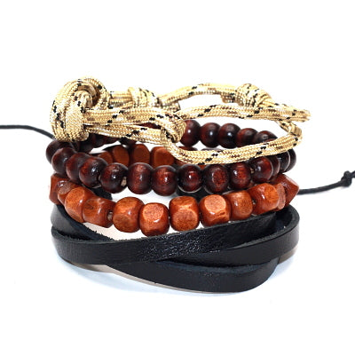 Punk Braided & Beaded Adjustable Bracelets