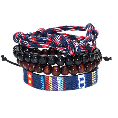 Punk Braided & Beaded Adjustable Bracelets