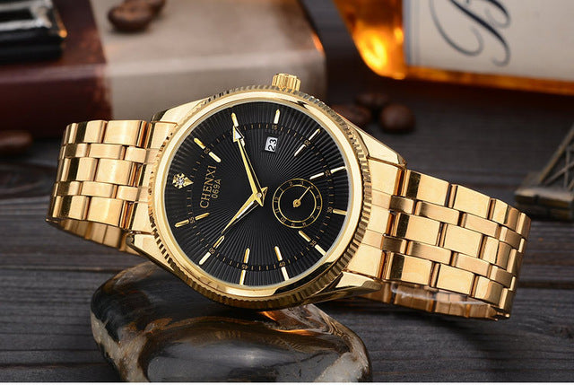 Gold Rhinestone Men's Watch