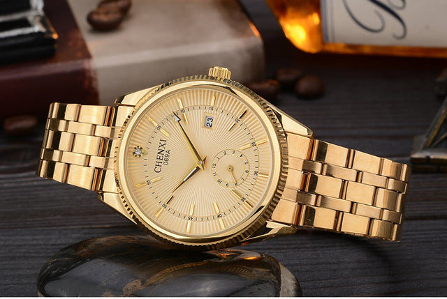 Gold Rhinestone Men's Watch