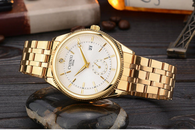 Gold Rhinestone Men's Watch